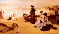 Vicente Palmaroli y Gonzalez - A Summers Afternoon At The Beach